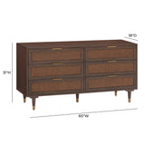 Sierra 60" Cane 6-Drawer Dresser