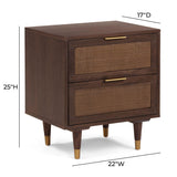 Sierra 22" Cane 2-Drawer Nightstand