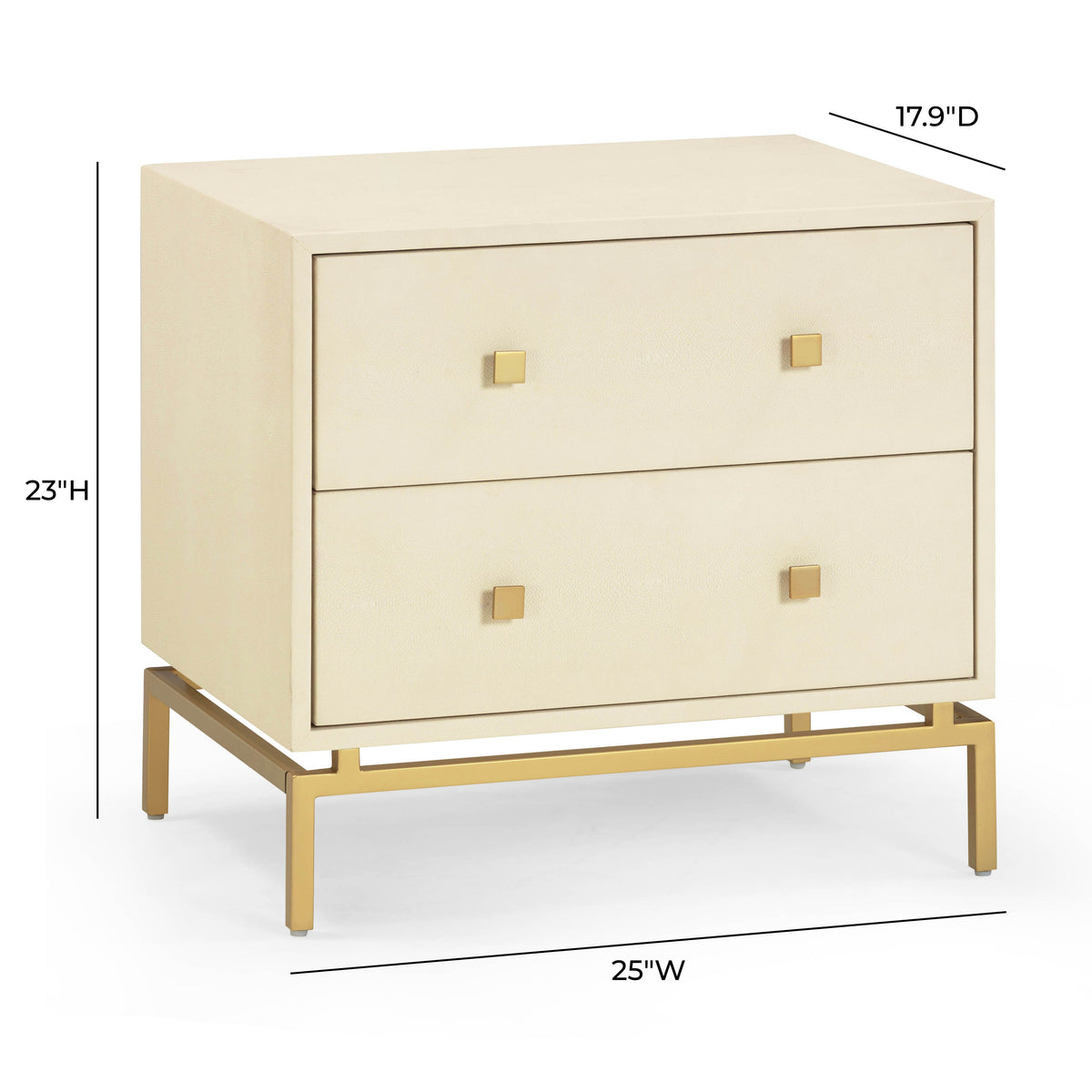 Pesce 25" Faux Shagreen 2-Drawer Nightstand - View 8