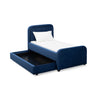 Front elevation of the upholstered Briella Twin Bed frame without bedding
