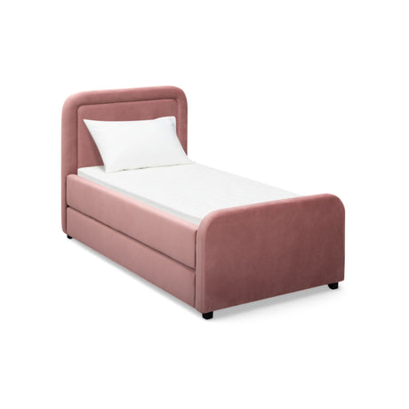 Close-up detail of performance velvet upholstery texture on the Briella Bed