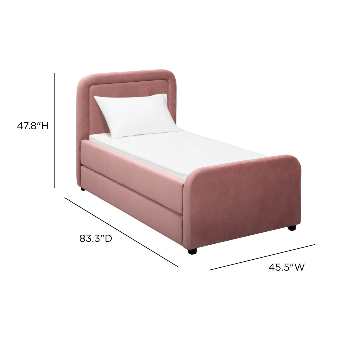 Briella Performance Velvet Trundle Bed closed compact configuration in modern bedroom