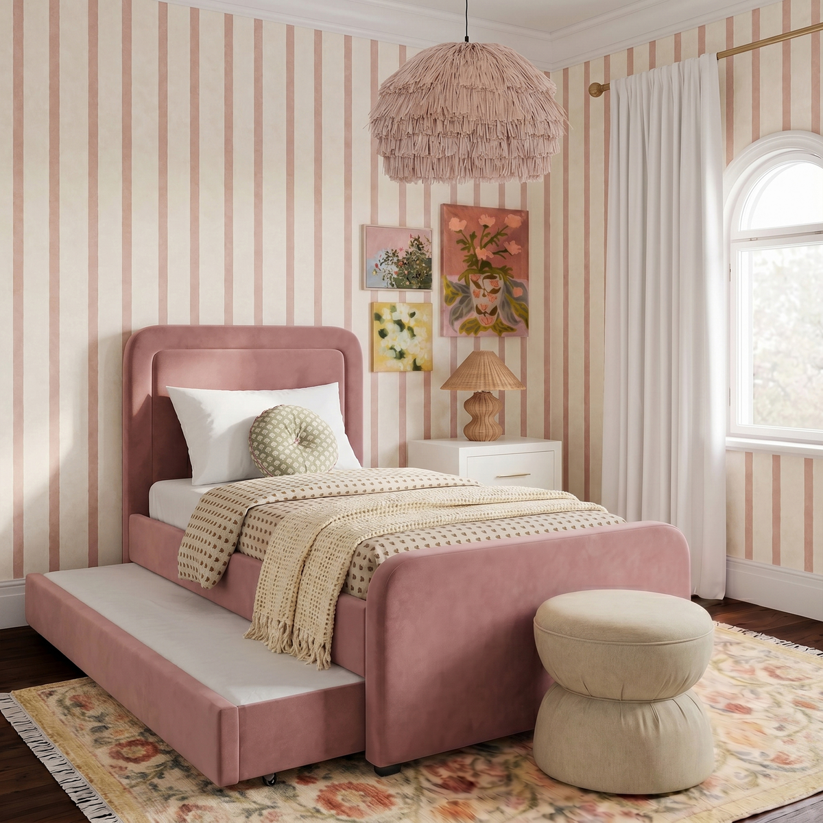 Briella Twin Trundle Bed with pull-out underbed trundle extended for dual sleeping