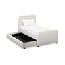 Side profile showing slim silhouette and space-saving footprint of the Briella Bed
