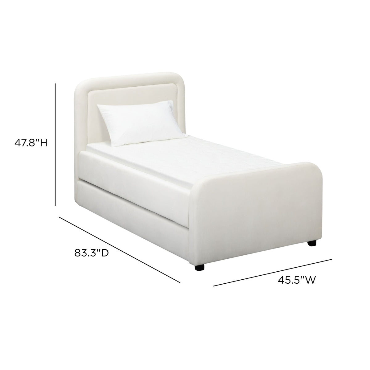 Briella Performance Velvet Twin Trundle Bed fully styled in natural room lighting