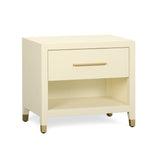 Dani 25" Cream Faux Shagreen Nightstand with Drawer - View 3