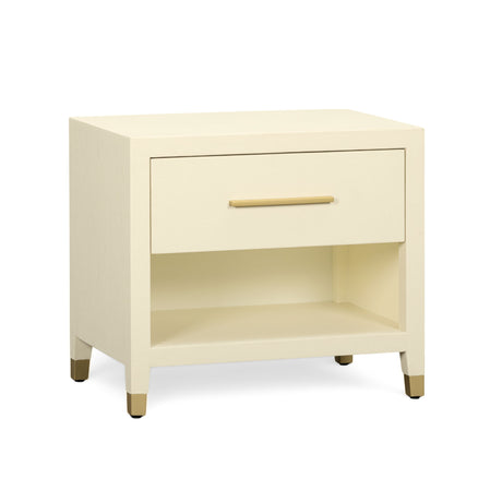 Dani 25" Cream Faux Shagreen Nightstand with Drawer - View 3