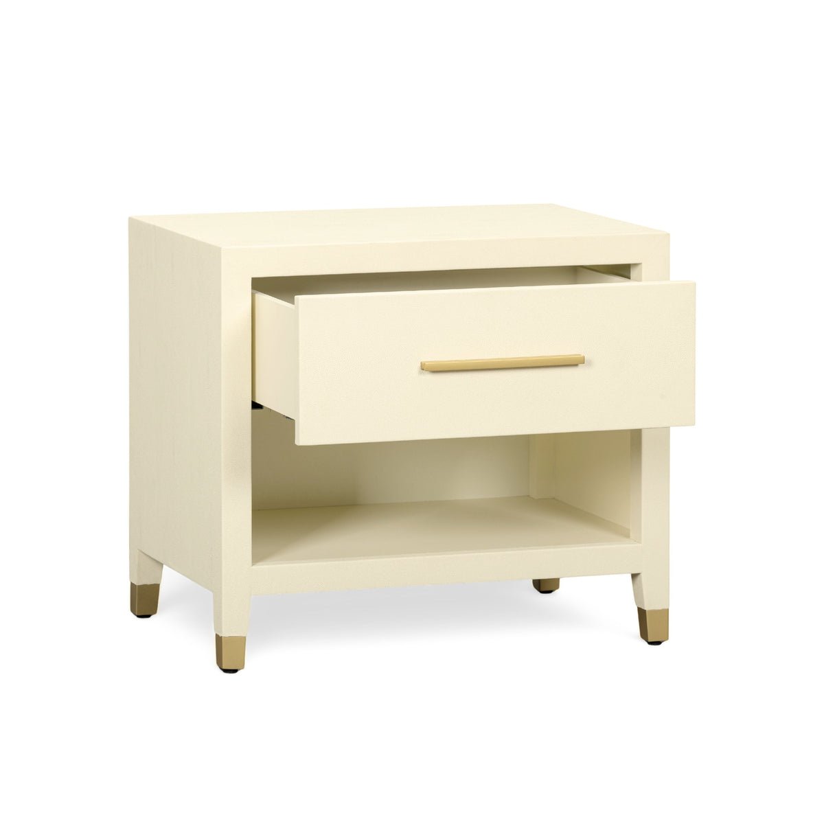 Dani 25" Cream Faux Shagreen Nightstand with Drawer - View 4