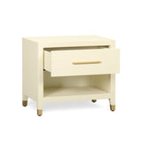 Dani 25" Cream Faux Shagreen Nightstand with Drawer - View 4