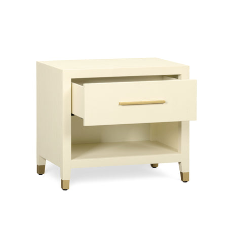 Dani 25" Cream Faux Shagreen Nightstand with Drawer - View 4