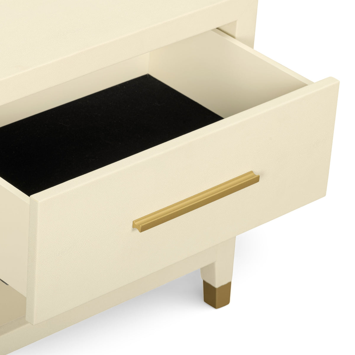 Dani 25" Cream Faux Shagreen Nightstand with Drawer - View 5