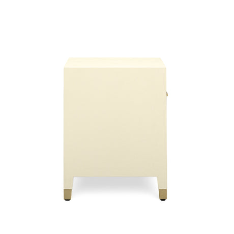 Dani 25" Cream Faux Shagreen Nightstand with Drawer - View 6
