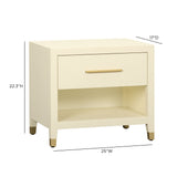Dani 25" Cream Faux Shagreen Nightstand with Drawer - View 7