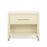 Dani 25" Cream Faux Shagreen Nightstand with Drawer - View 1