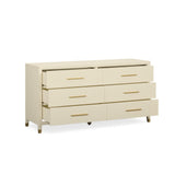 Dani 62" Cream Faux Shagreen 6-Drawer Dresser - View 4