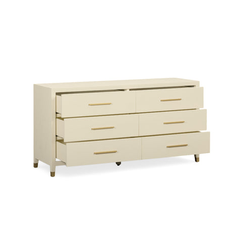 Dani 62" Cream Faux Shagreen 6-Drawer Dresser - View 4