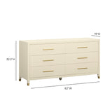 Dani 62" Cream Faux Shagreen 6-Drawer Dresser - View 8
