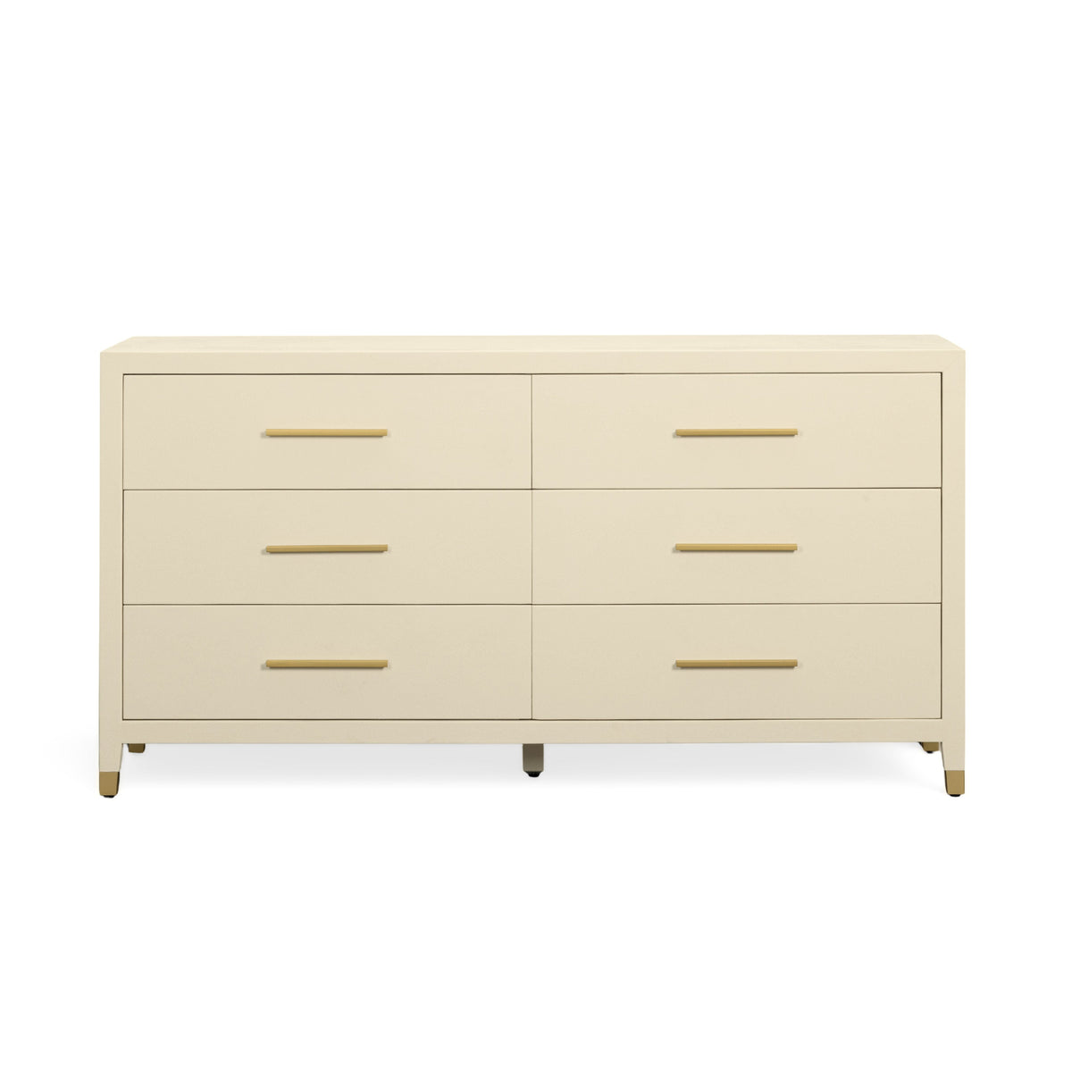 Dani 62" Cream Faux Shagreen 6-Drawer Dresser - View 1