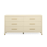 Dani 62" Cream Faux Shagreen 6-Drawer Dresser - View 1