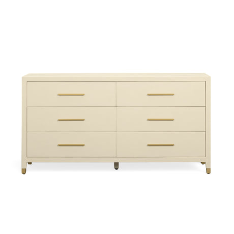 Dani 62" Cream Faux Shagreen 6-Drawer Dresser - View 1