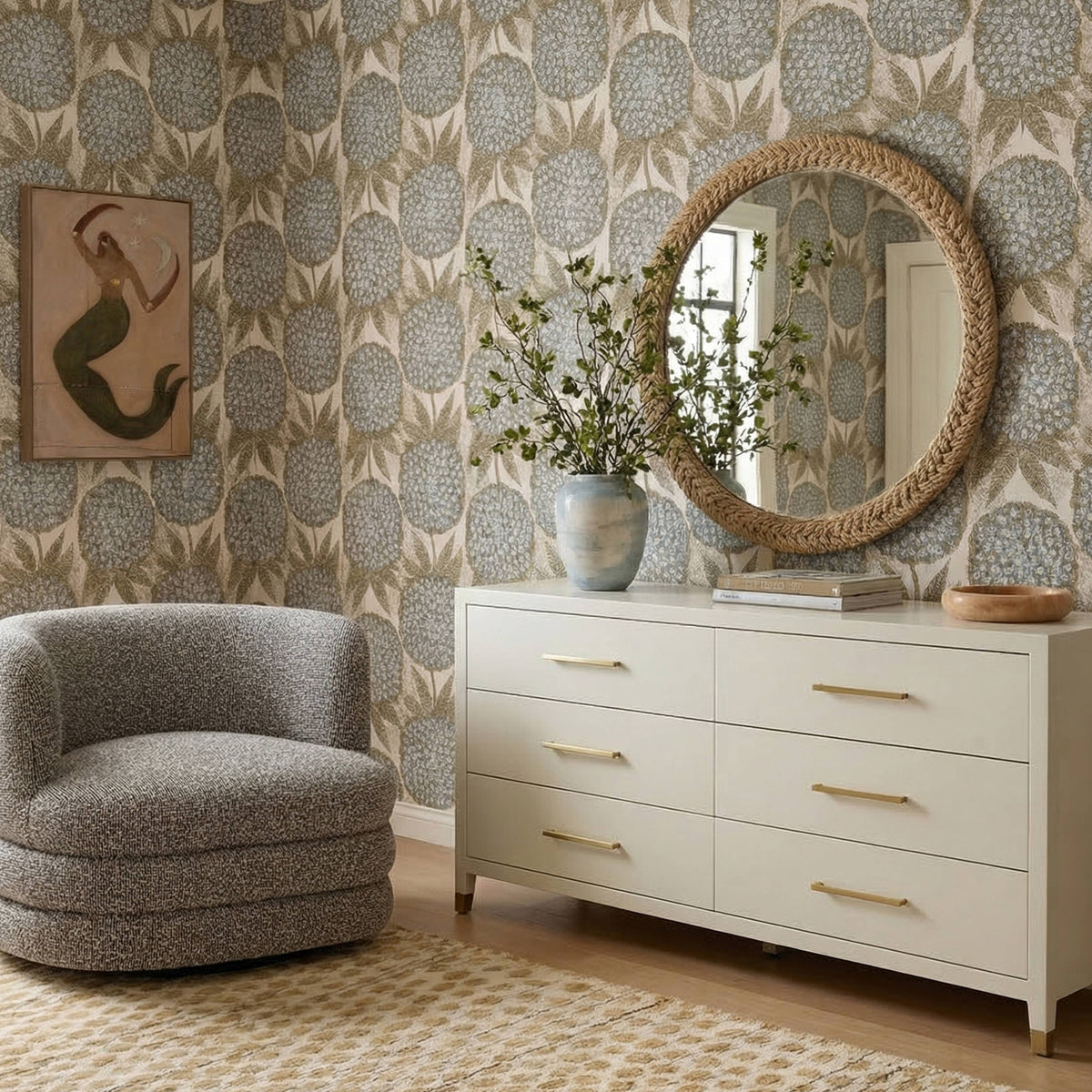 Dani 62" Cream Faux Shagreen 6-Drawer Dresser - View 2