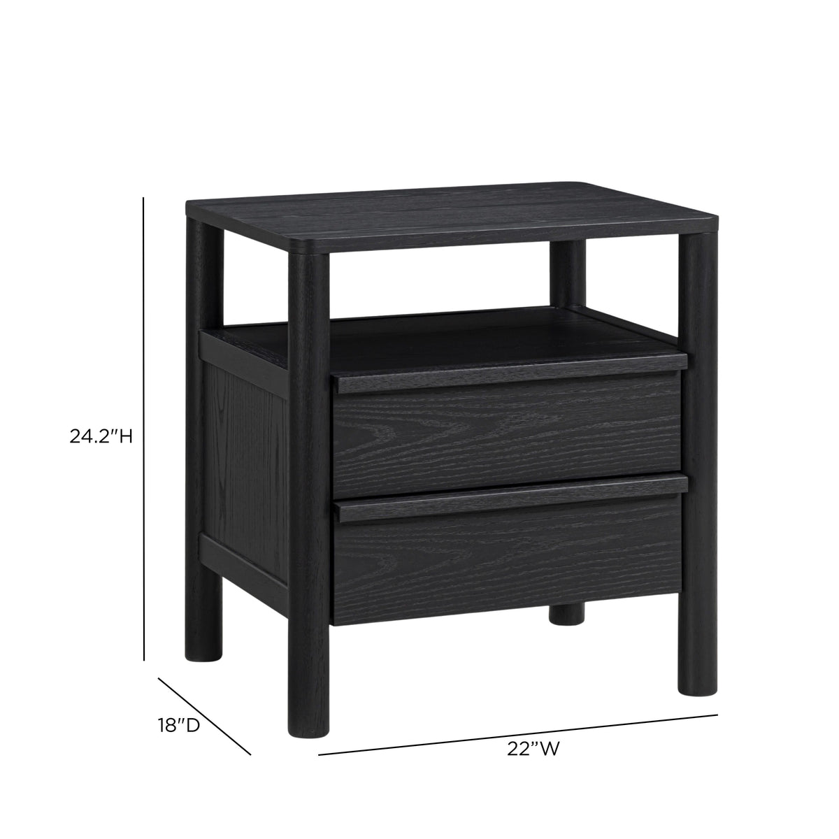 Tyra 22" Ash 2-Drawer Nightstand - View 17