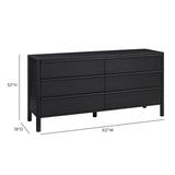 Tyra 62" Ash 6-Drawer Dresser - View 16