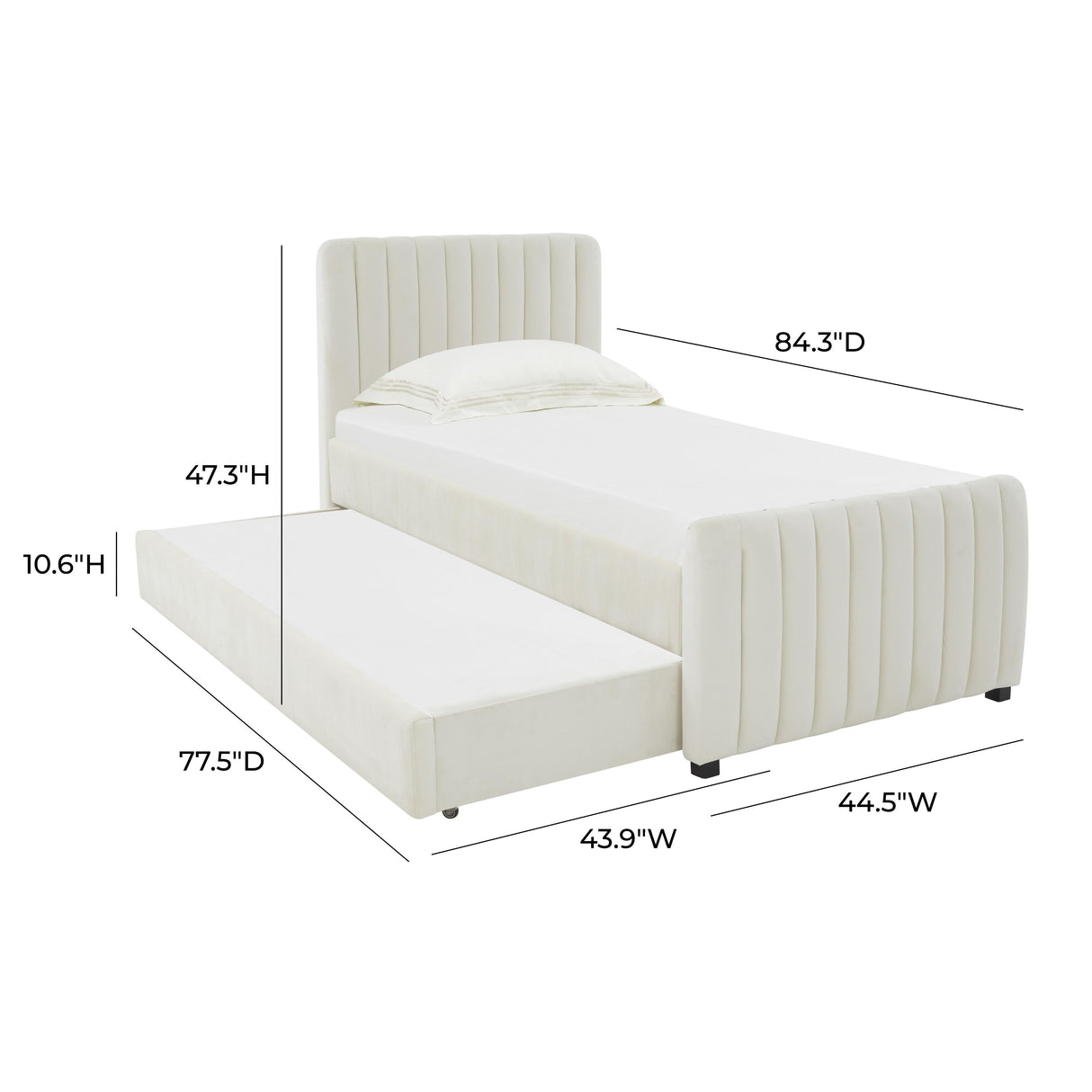Angela Velvet Trundle Bed in Twin