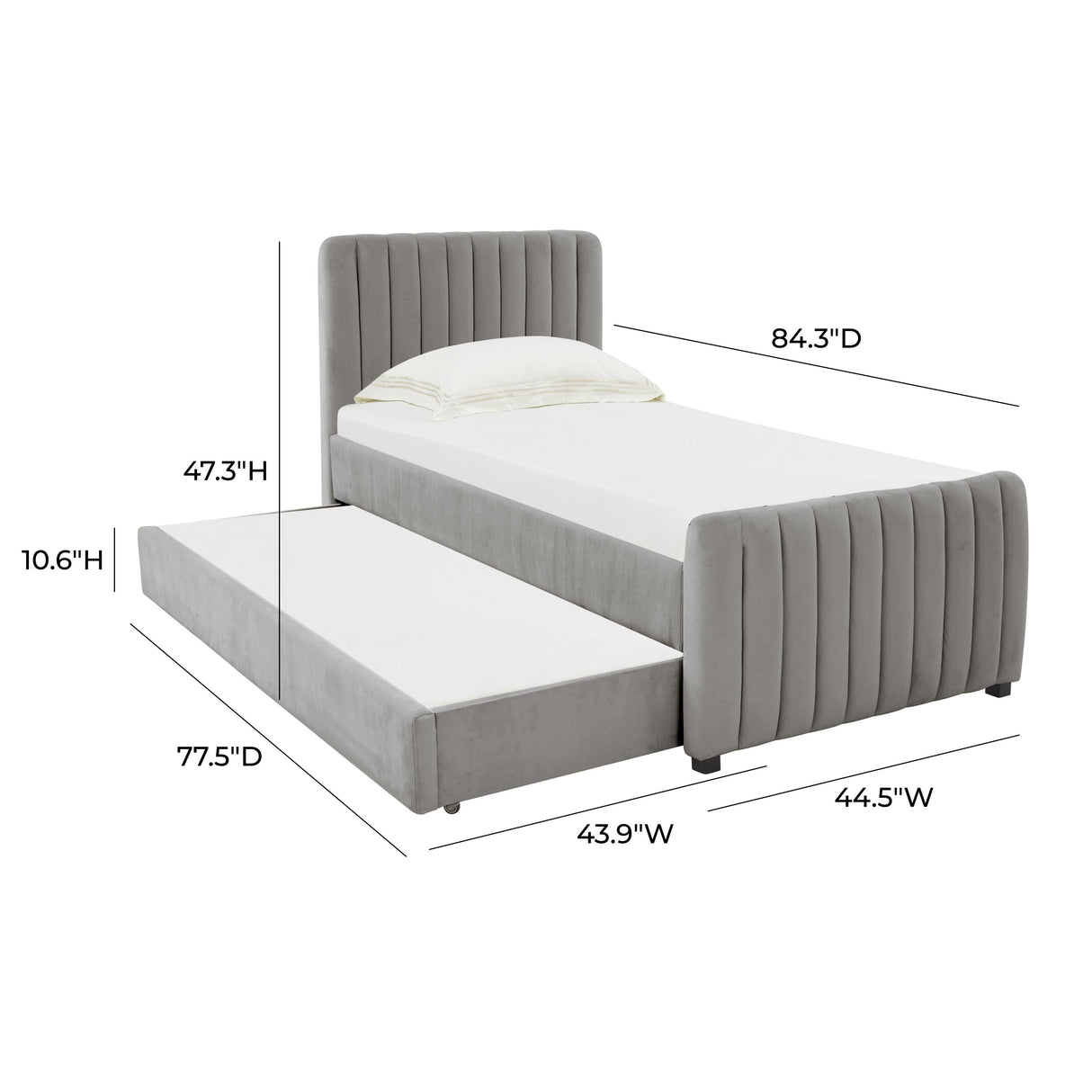 Angela Velvet Trundle Bed in Twin