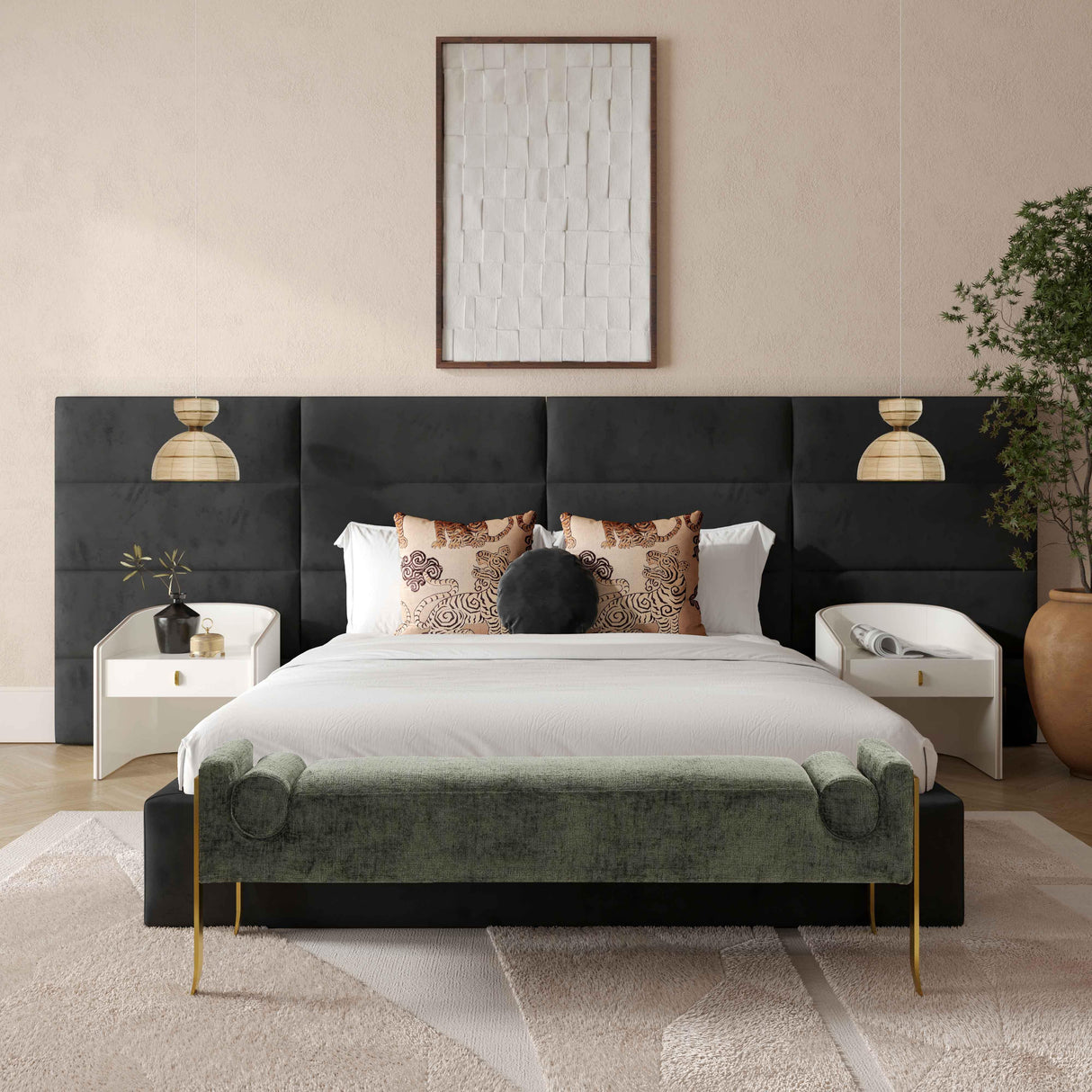 Eliana Velvet Bed with Wings