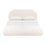 Bara Cream Textured Velvet Bed