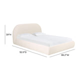 Bara Cream Textured Velvet Bed