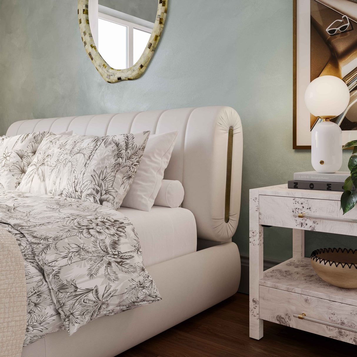 Karol Cream Performance Vegan Leather Bed