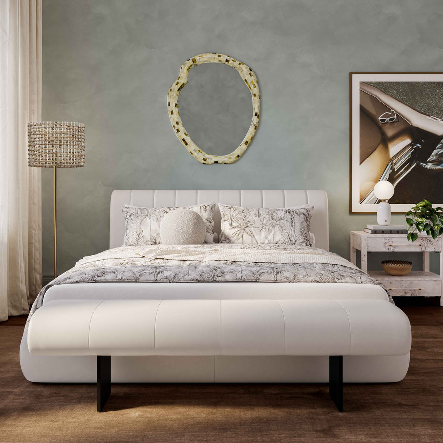 Karol 59.5" Cream Performance Vegan Leather Bench