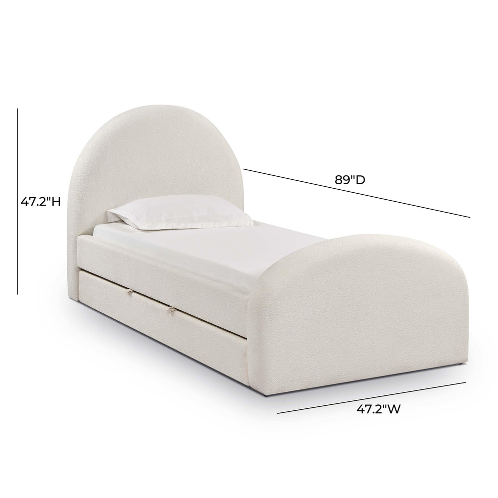 Moon Cream Boucle Twin Trundle Bed dimensions