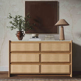 Paige 56" Natural Oak 6-Drawer Dresser