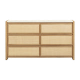 Paige 56" Natural Oak 6-Drawer Dresser