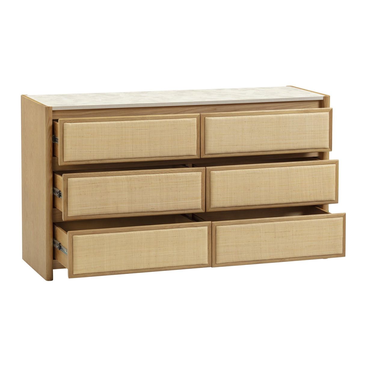 Paige 56" Natural Oak 6-Drawer Dresser
