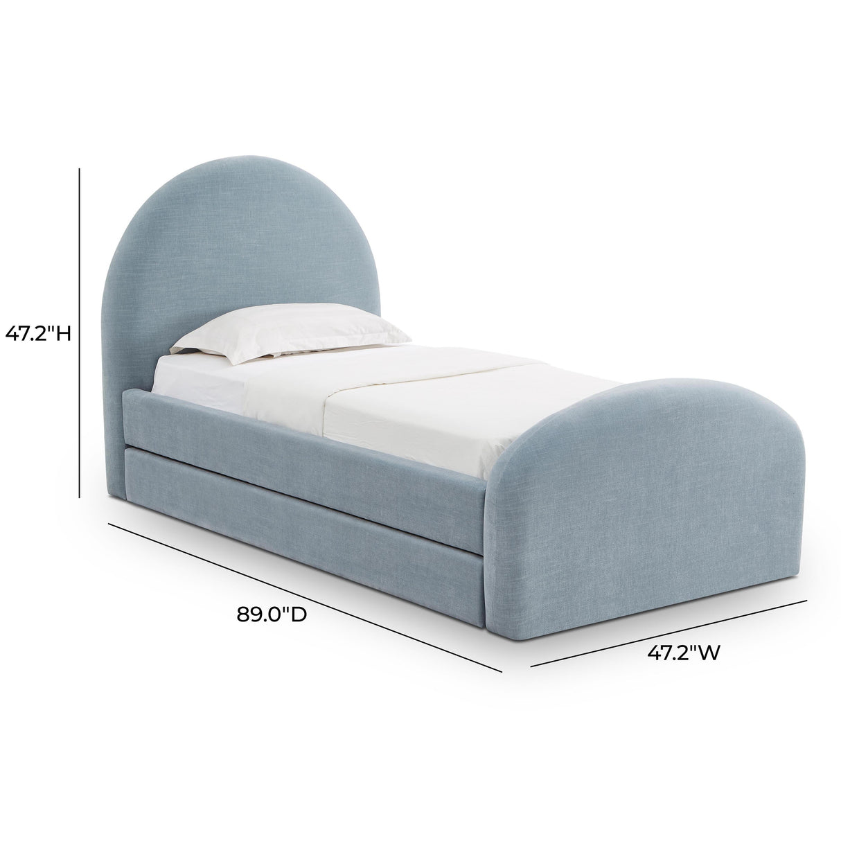 Moon Chambray Blue Chenille Twin Trundle Bed