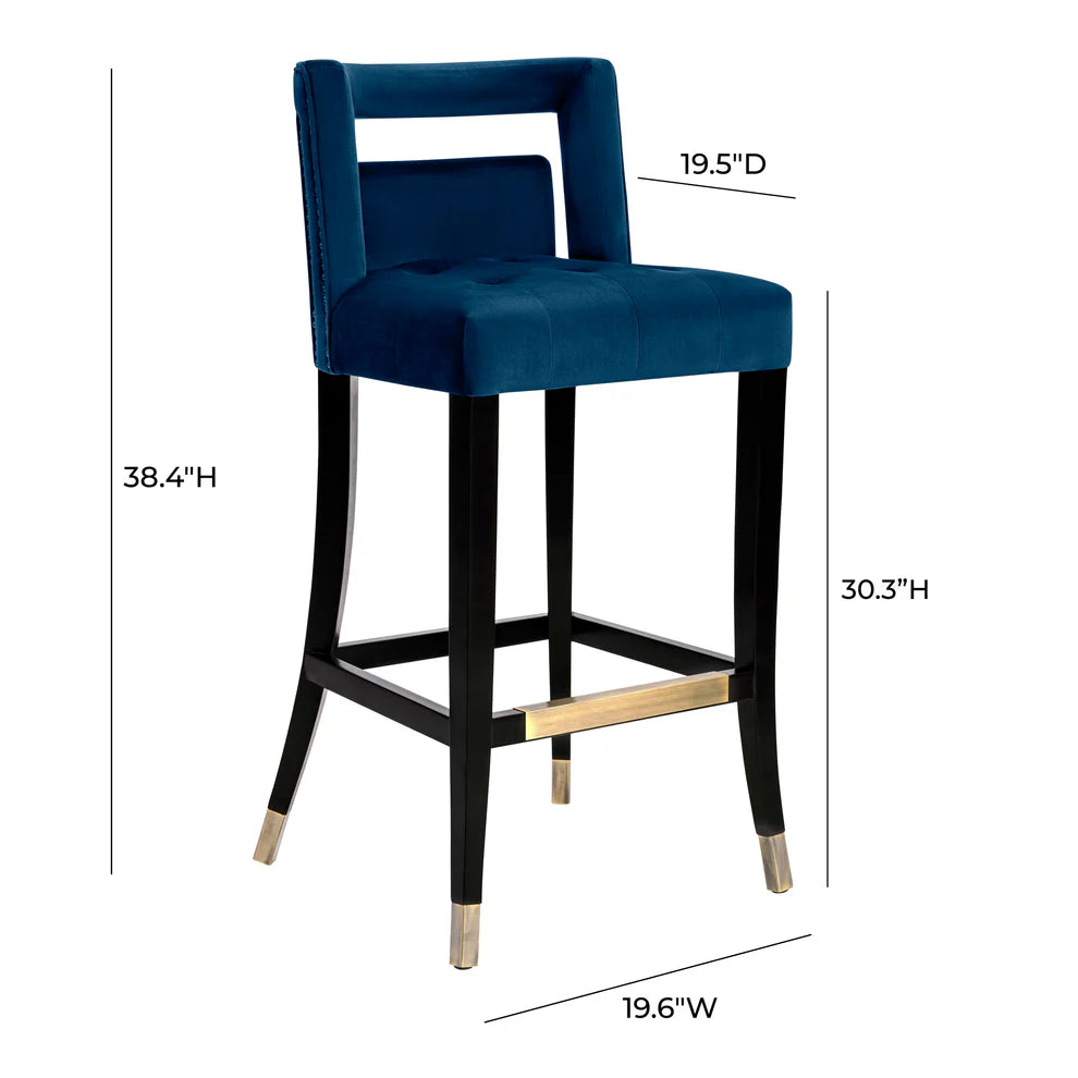 Hart Navy Velvet Counter Stool dimensions