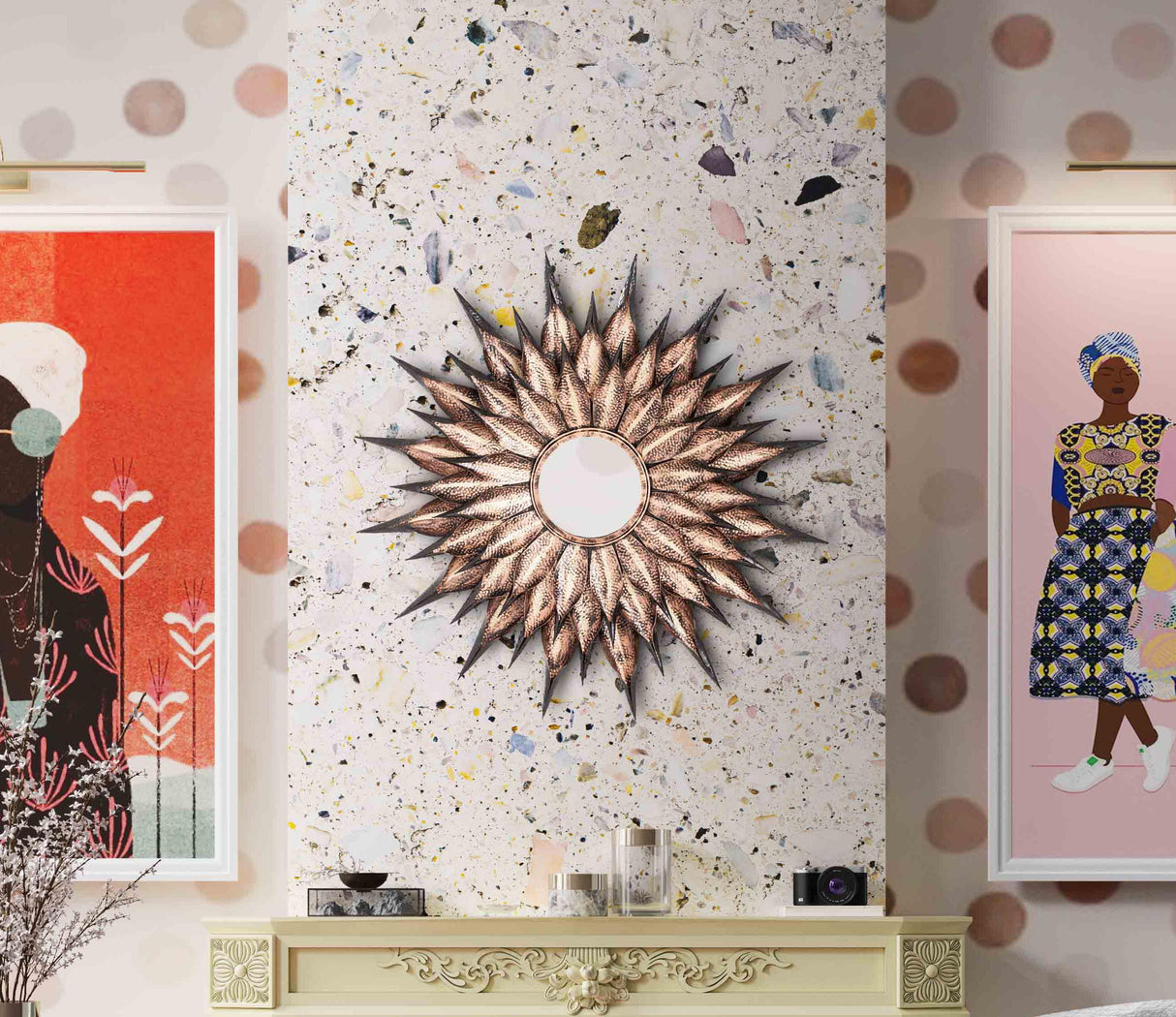 Sunflower 36" Antique Wall Mirror