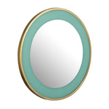 Lucille 24" Turquoise and Brass Round Wall Mirror