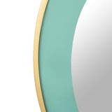 Lucille 24" Turquoise and Brass Round Wall Mirror