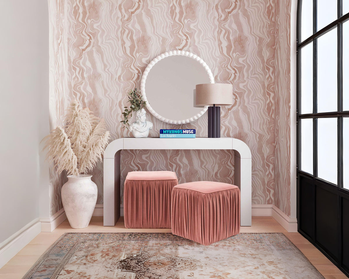 Baria White Wooden Mirror