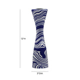 Serene Blue & White Swirl Resin Candlestick