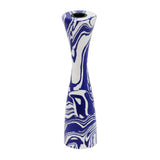 Serene Blue & White Swirl Resin Candlestick