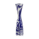 Serene Blue & White Swirl Resin Candlestick