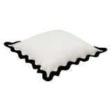 24" Scalloped Edge Square Throw Pillow Cover - Luxury Velvet & Linen Decorative Cushion