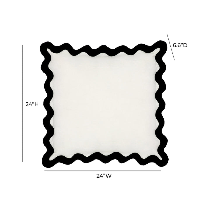 24" Scalloped Edge Square Throw Pillow Cover - Luxury Velvet & Linen Decorative Cushion