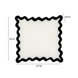 24" Scalloped Edge Square Throw Pillow Cover - Luxury Velvet & Linen Decorative Cushion
